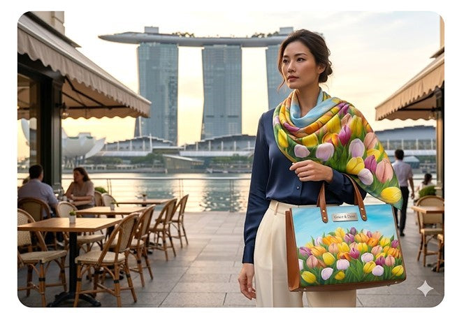 Tulips Tote Bag (Top Grain Leather)