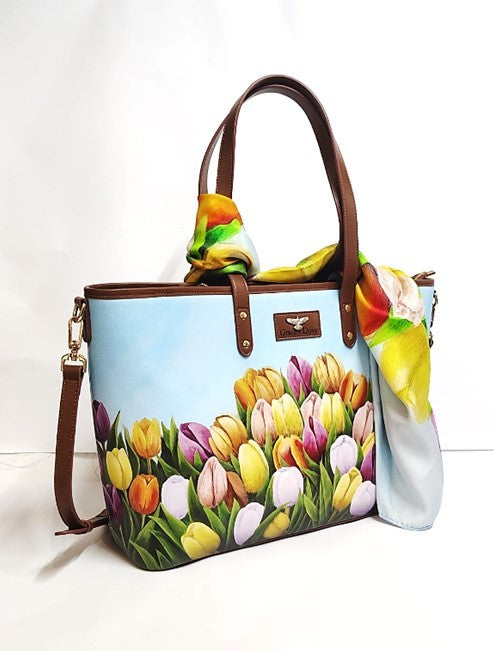 Tulips Tote Bag (Top Grain Leather)